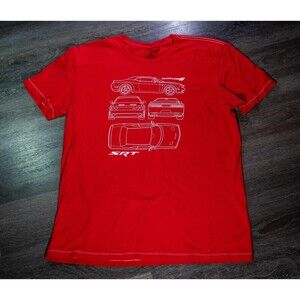 Dodge Shirt Mens XL Red SRT Car Blueprint Graphic Tee T-Shirt Racing